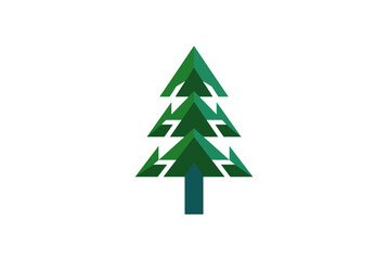 Obraz premium Abstract layered green conifer tree illustration.