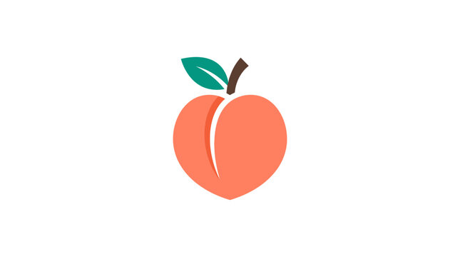 Simple peach fruit icon with green leaf.