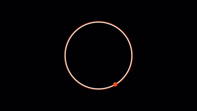 Orange Ball Orbiting Circular Track Line Preloader 6 Seconds Loop on Alpha Channel 4K
