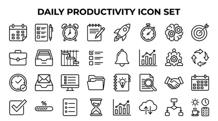 Fototapeta premium Set of Business Productivity and Time Management Line Icons
