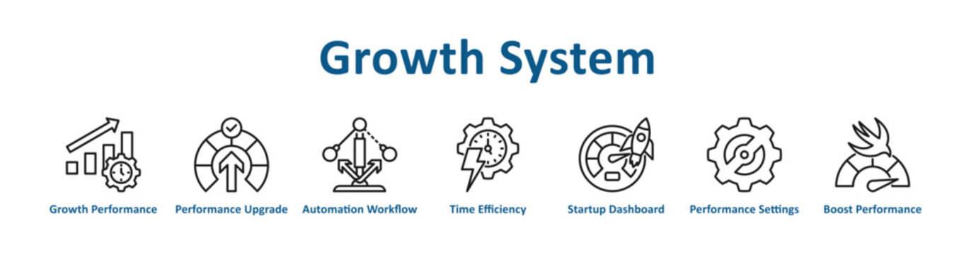 Growth System web icon banner, with line art, collection