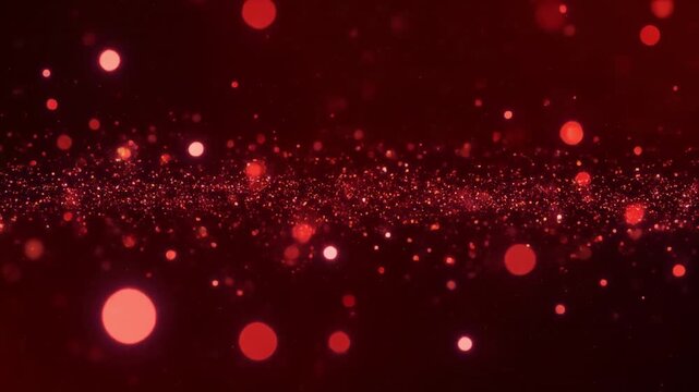 red glowing particles floating in dark space animation