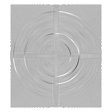 Abstract background featuring a complex geometric pattern of concentric circles and intersecting lines in black and white