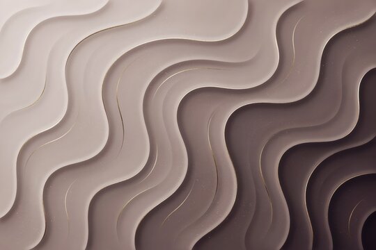 Abstract background, with flowing wavy, lines in shades, of brown, beige, and cream creating, a three dimensional, layered paper cut effect