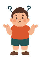 confused fat kid cartoon illustration