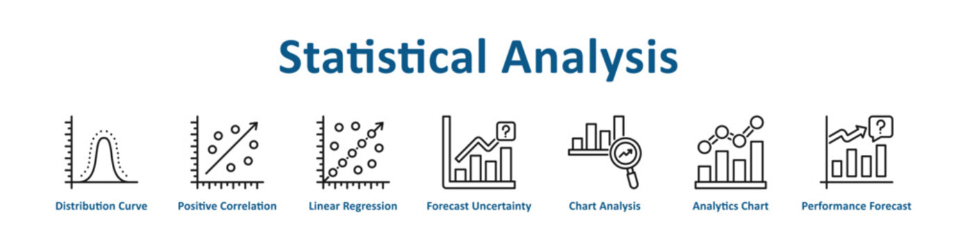 Statistical Analysis Web Icon Banner with line art style collection