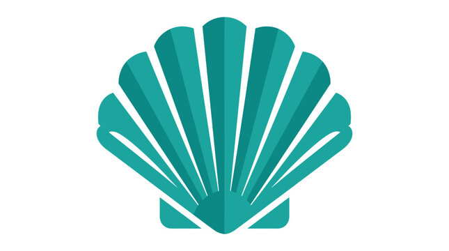 Teal scallop seashell icon isolated on white