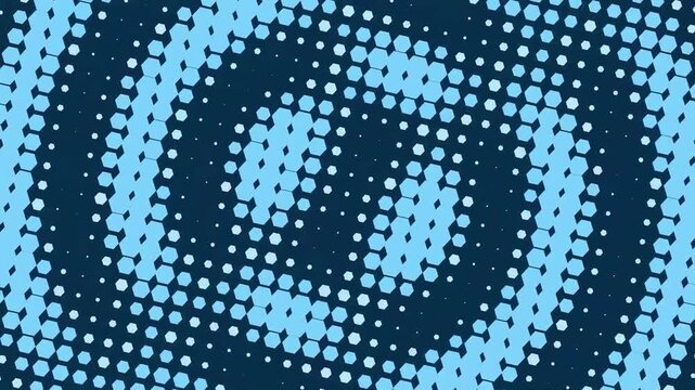 Procedural motion of Blue Halftone Hexagonal Pattern Video Frame Motion