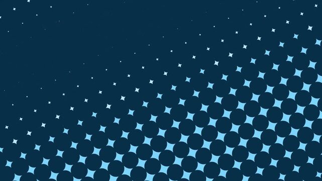 Procedural Motion of Blue Halftone Star Pattern Background Motion