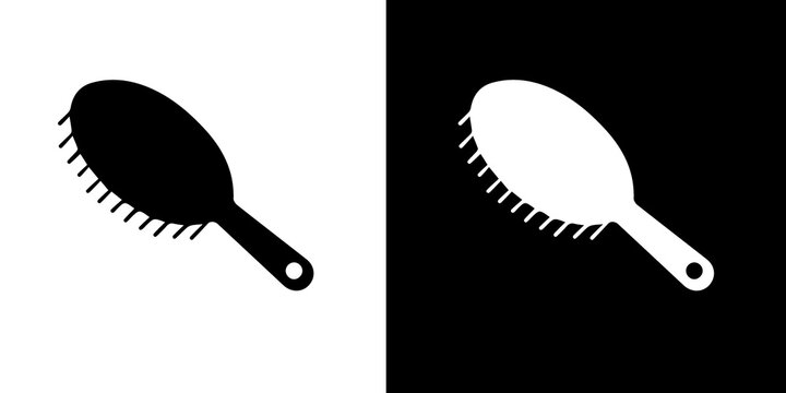 Oval hair brush beauty salon vector icon set for grooming 
