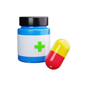 pill bottle 3d render icons