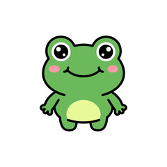 Fototapeta premium Cute Cartoon Frog Illustration Isolated on White Background