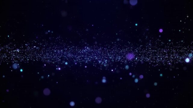 Floating glowing particles in dark cosmic space animation