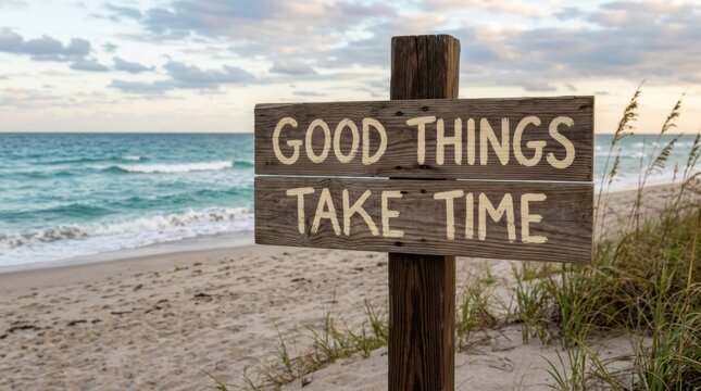 Good Things Take Time Motivational Beach Sign