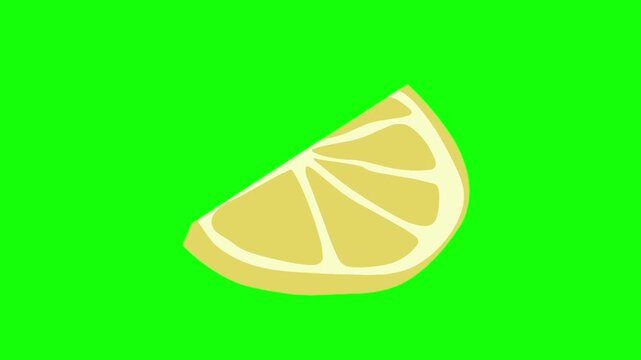 Lemon lime fruit icon sign, isolated slice cut citrus fruits on green screen. Animated fresh healthy raw food cartoon. Advertisement, illustration idea, organic and natural diet symbol.