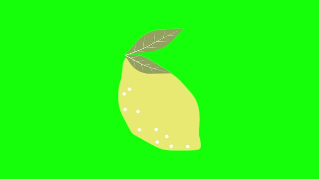 Lemon lime fruit icon sign, isolated whole citrus fruits on green screen. Animated fresh healthy raw food cartoon. Advertisement, illustration idea, organic and natural diet symbol.