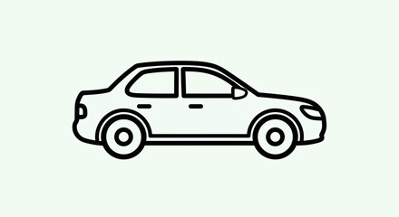 Fototapeta premium Simple Outline Drawing of a Sedan Car Icon.