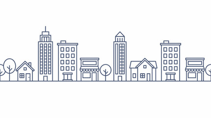 Obraz premium Minimalist City Skyline and Street Outline Vector Illustration