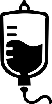 Minimalist black iv drip bag icon for international day for interventional cardiology representing medical treatment and healthcare support