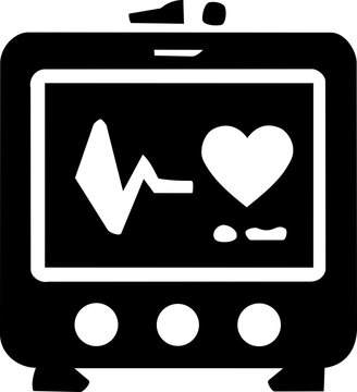 International Day for Interventional Cardiology heart monitor icon with bold black silhouette and professional medical diagnostic clinical aesthetic