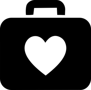Minimalist medical briefcase icon with a central heart symbol for International Day for Interventional Cardiology awareness design