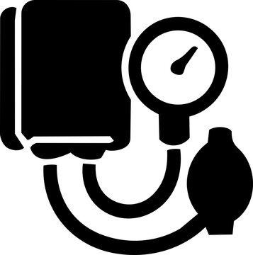 Blood pressure monitor icon for International Day for Interventional Cardiology featuring clean black graphic vector on white