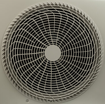 Fan design with circular grid pattern used for ventilation