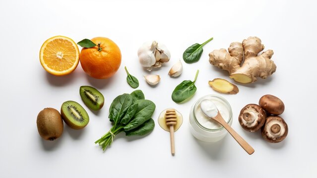 Assorted healthy raw food ingredients for superfood smoothie bowl with ingredients smoothie superfood vegetables nutrition