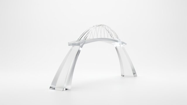 Minimalist clear acrylic arch architectural decorative element with transparent minimalist architecture geometric structure