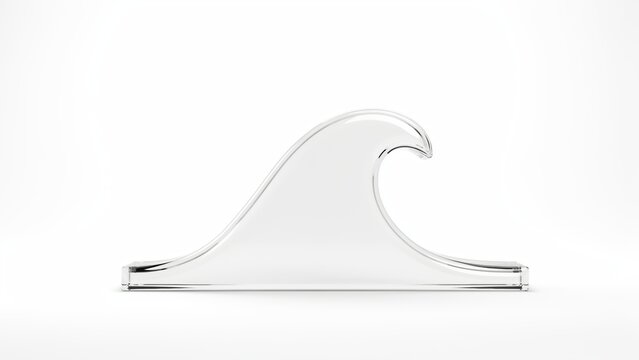 Transparent crystal wave sculpture on white background with sculpture transparent background abstract sculptural decorative