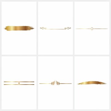 Set of luxury golden decorative text dividers and horizontal graphic ornaments with decorative ornament separator luxurious