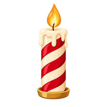 Warm Ivory Candle with Festive Red and Green Details