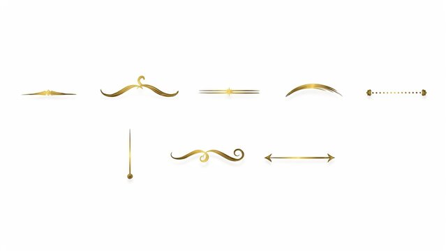 Assorted collection of elegant gold line dividers and artistic graphic ornaments with ornament decorative separator calligraphic