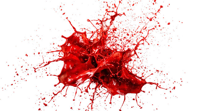 Red paint splash isolated on transparent background