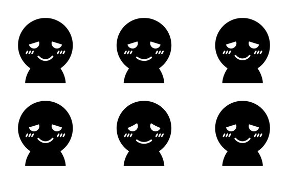 Shy Person Icons, Embarrassed Faces, Blushing Characters, Social Anxiety Emojis, Vector Set