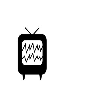 Television icon with static screen. Retro TV symbol representing no signal or broadcast error.