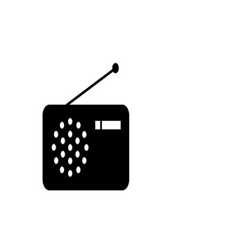 Radio icon silhouette. Retro broadcast device symbol for media and communication design.