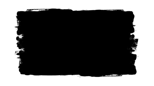 Video Effect Grunge Texture Frame Overlay.Abstract black and white grunge border with scratches and paint splatters.Dry stroke frame in black loop animation