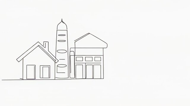Minimalist animated house construction sequence storyboard