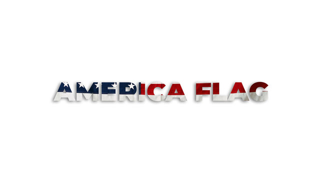 Text america flag with american flag texture isolated on transparent background