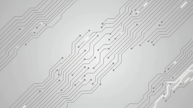 Abstract white circuit board pattern with clean lines.