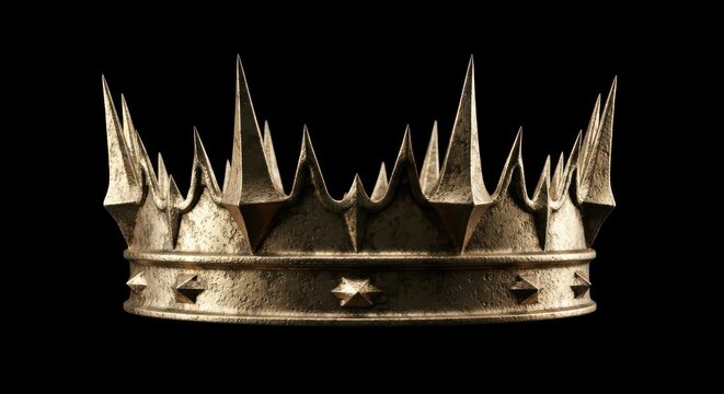 Menacing Gothic Spiked Iron Crown 3D Render Isolated on Black Background for Dark Fantasy and Villain Concept Art