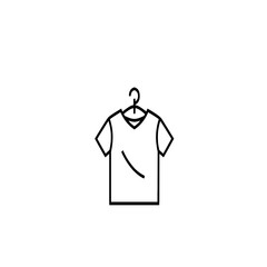 T-shirt icon on a hanger. Minimalist clothing line art for fashion retail design.