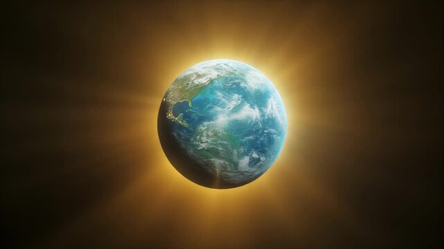 rotating earth from space with glowing atmosphere