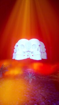 Fiery Red and Gold Skull Circle Animation for Stage VJ Loop and Music Backdrop