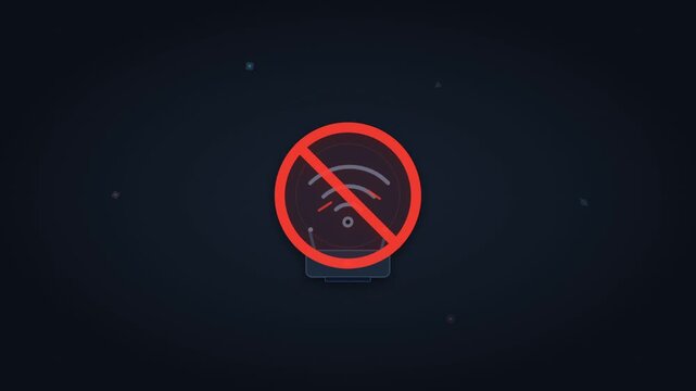 No internet connection icon with disconnected wifi signal on dark background for technical error concepts