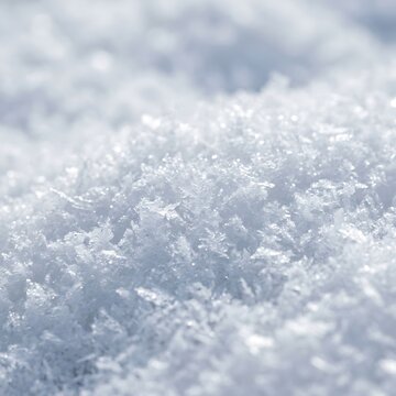 Close-up view of fresh snowflakes on a snowy surface.