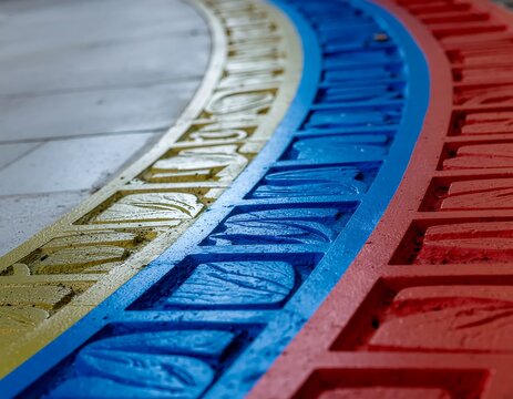 Close-up view of stacked banknotes with colorful borders.