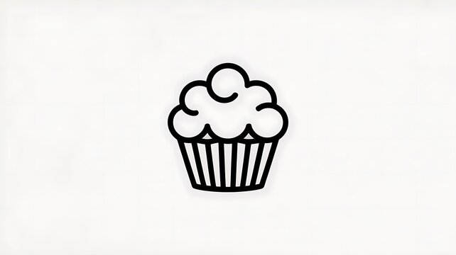 Minimalist black muffin line icon isolated on white background for bakery logo concept
