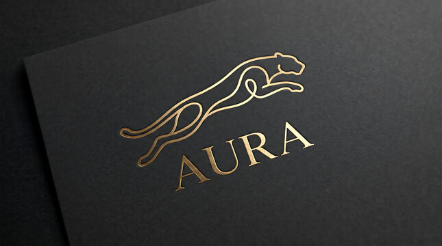 Luxury golden jaguar logo on dark background